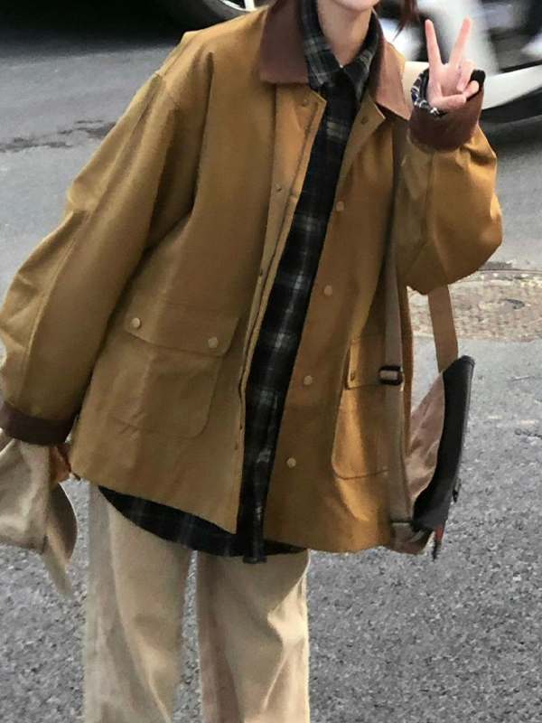 EMMIOL Retro-Inspired Fashion Patchwork Jacket