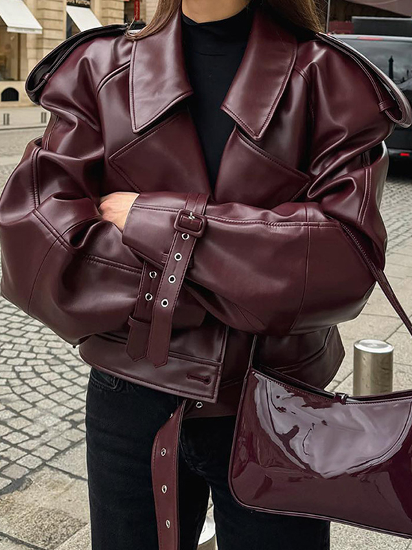 EMMIOL Burgundy Pu Lape Jacket