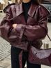 EMMIOL Burgundy Pu Lape Jacket