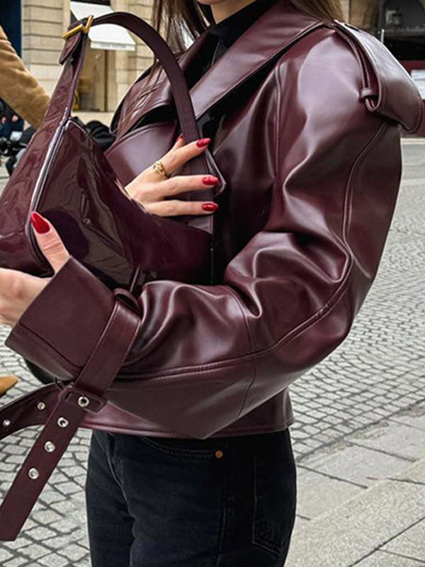 EMMIOL Burgundy Pu Lape Jacket