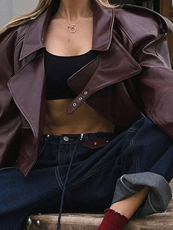 EMMIOL Burgundy Pu Lape Jacket