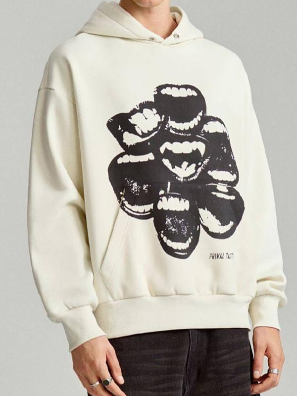 EMMIOL Sudadera con capucha y estampado de boca