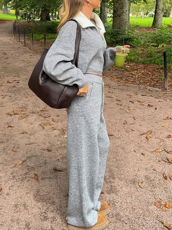 EMMIOL Conjunto de dos piezas con cuello falso estilo informal