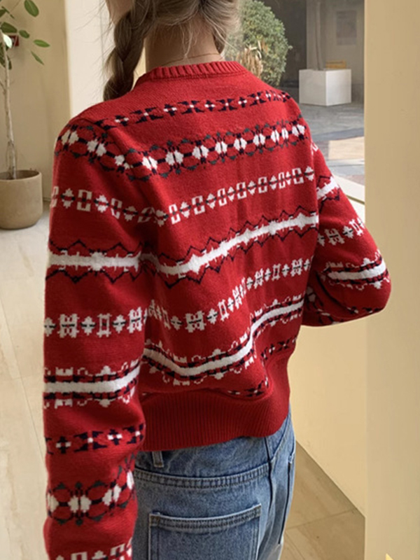 EMMIOL Cárdigan de rayas rojas