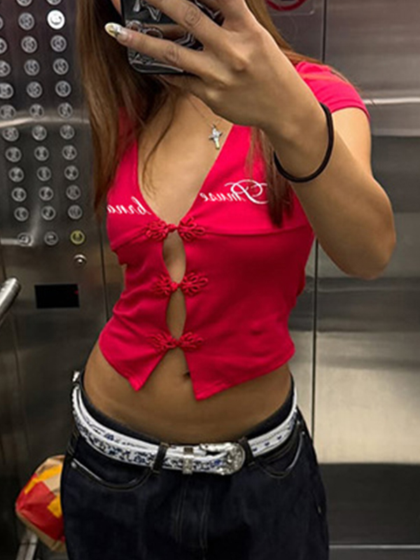 EMMIOL Kurzarmshirt mit Buchstabenprint für heiße Mädchen