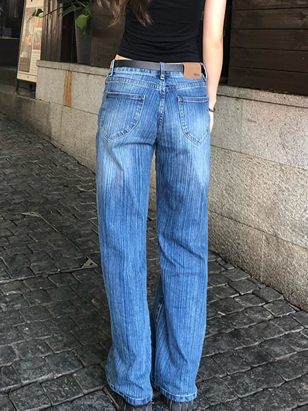 EMMIOL Vaqueros boyfriend vintage con estampado de juntas de bambú