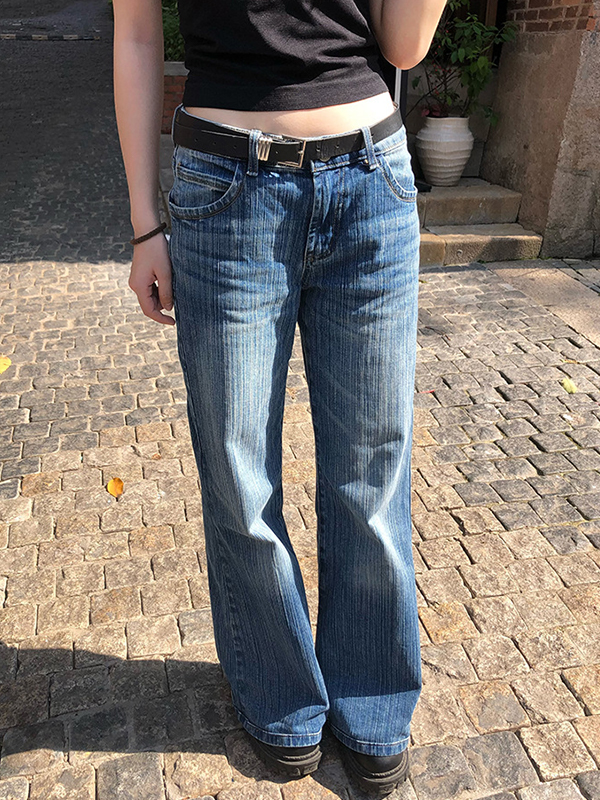 EMMIOL Vaqueros boyfriend vintage con estampado de juntas de bambú