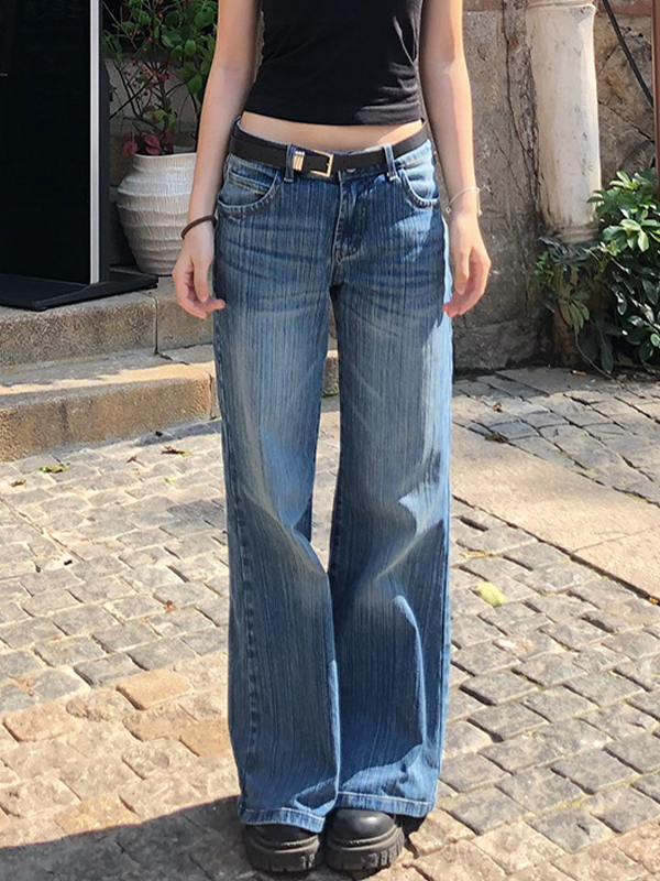 EMMIOL Vaqueros boyfriend vintage con estampado de juntas de bambú