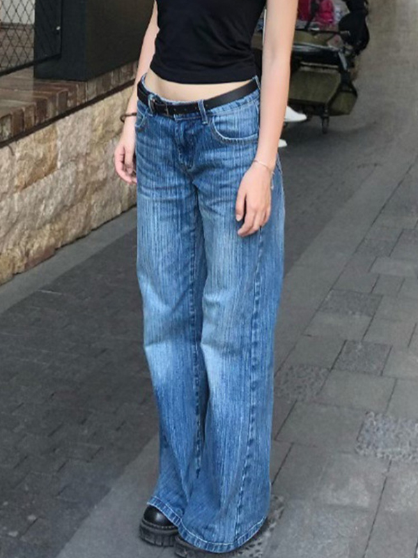 EMMIOL Vaqueros boyfriend vintage con estampado de juntas de bambú