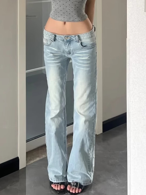 EMMIOL Jeans acampanados con pliegue lavado