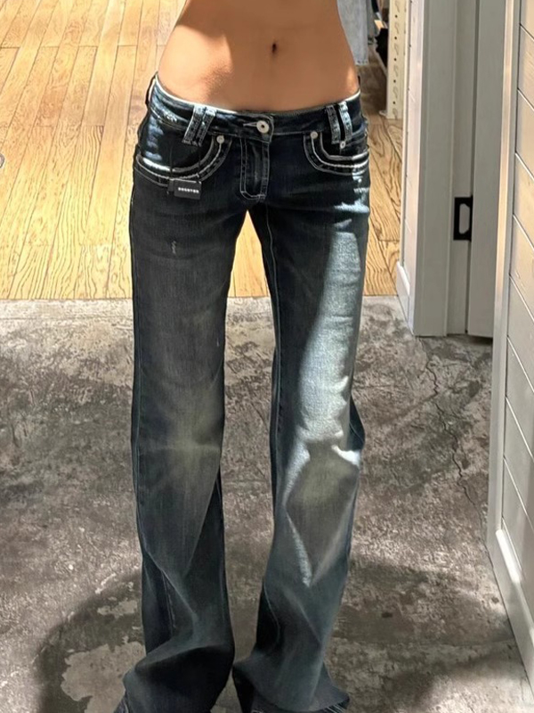 EMMIOL Jeans acampanados de diseño urbano con estética elegante