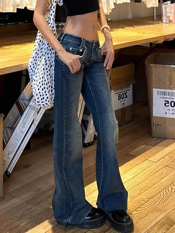 EMMIOL Jeans acampanados de diseño urbano con estética elegante