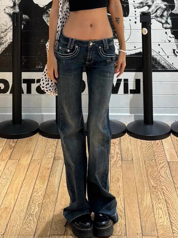 EMMIOL Jeans acampanados de diseño urbano con estética elegante