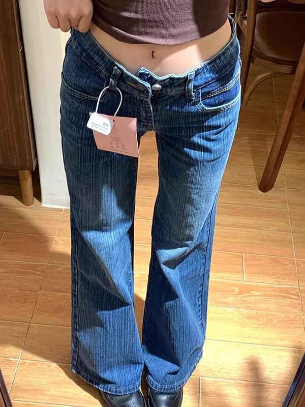 EMMIOL Pantalones vaqueros acampanados vintage con estampado de juntas de bambú