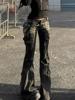 EMMIOL Pantalones vaqueros acampanados retro con múltiples bolsillos