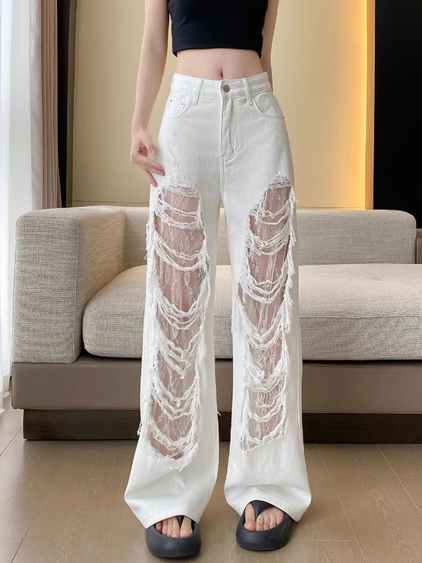 EMMIOL Jeans rasgados con estética de diseño picante