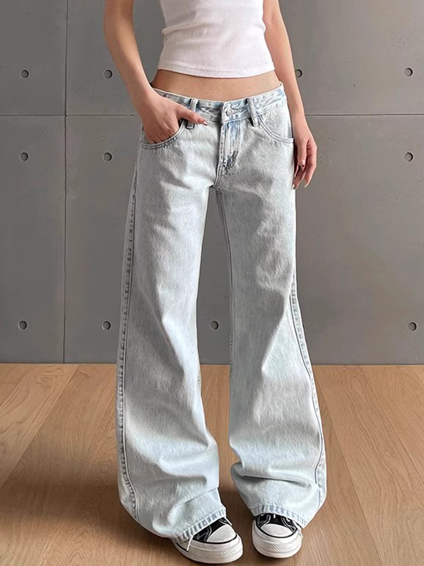 EMMIOL Vaqueros acampanados azul claro lavados