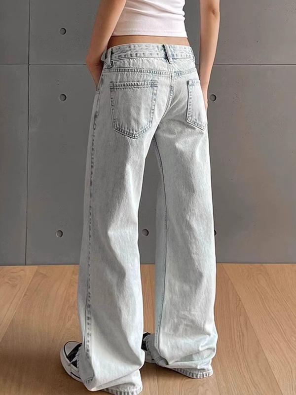 EMMIOL Vaqueros acampanados azul claro lavados