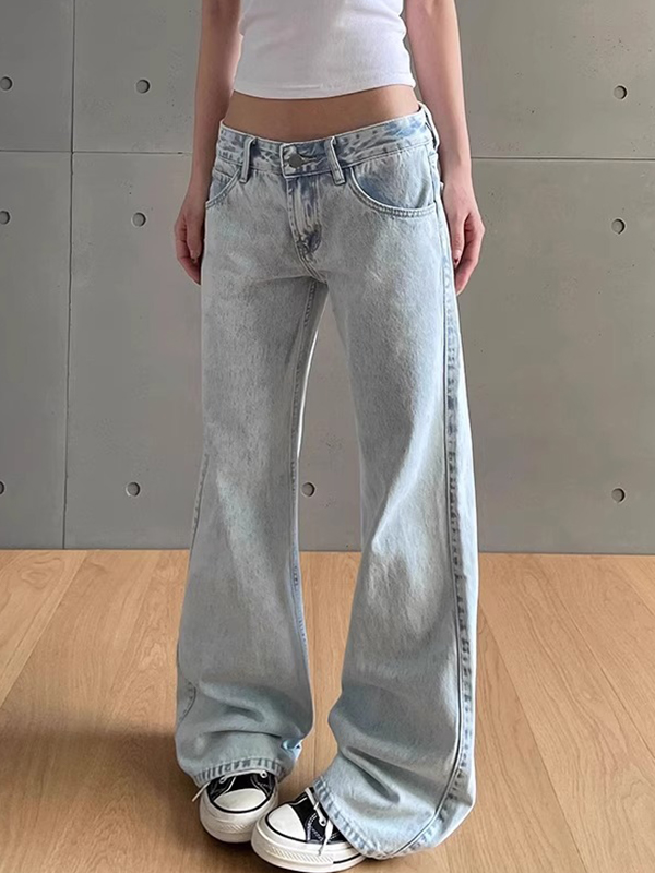 EMMIOL Vaqueros acampanados azul claro lavados