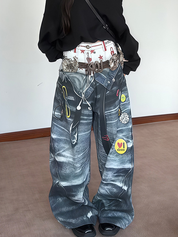 EMMIOL Vaqueros boyfriend con textura patchwork de la calle principal