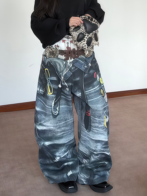 EMMIOL Vaqueros boyfriend con textura patchwork de la calle principal