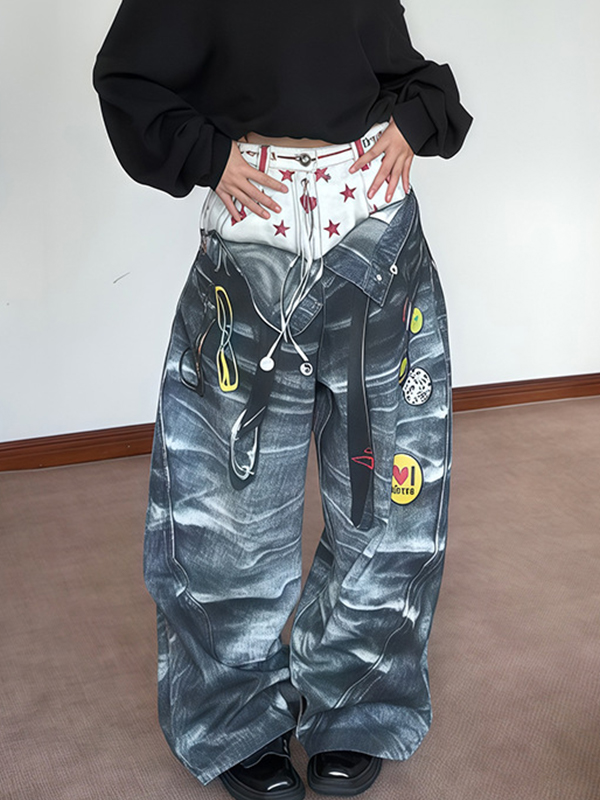 EMMIOL Vaqueros boyfriend con textura patchwork de la calle principal