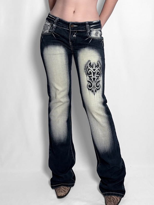 EMMIOL Jeans a zampa d'elefante American Vintage tinta unita