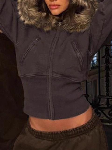 Fur-Trimmed Hooded Waistcoat Jacket