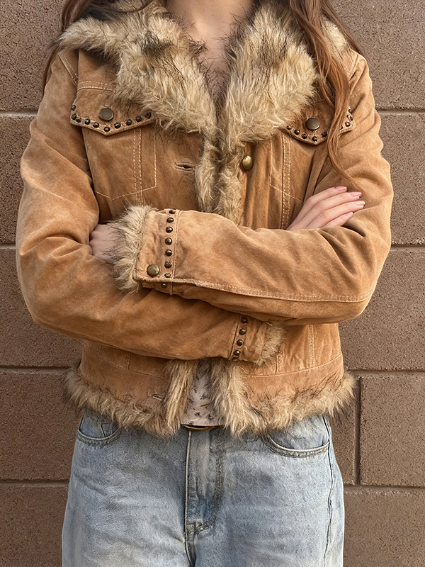 EMMIOL Retro Faux Fur Patchwork Jacket