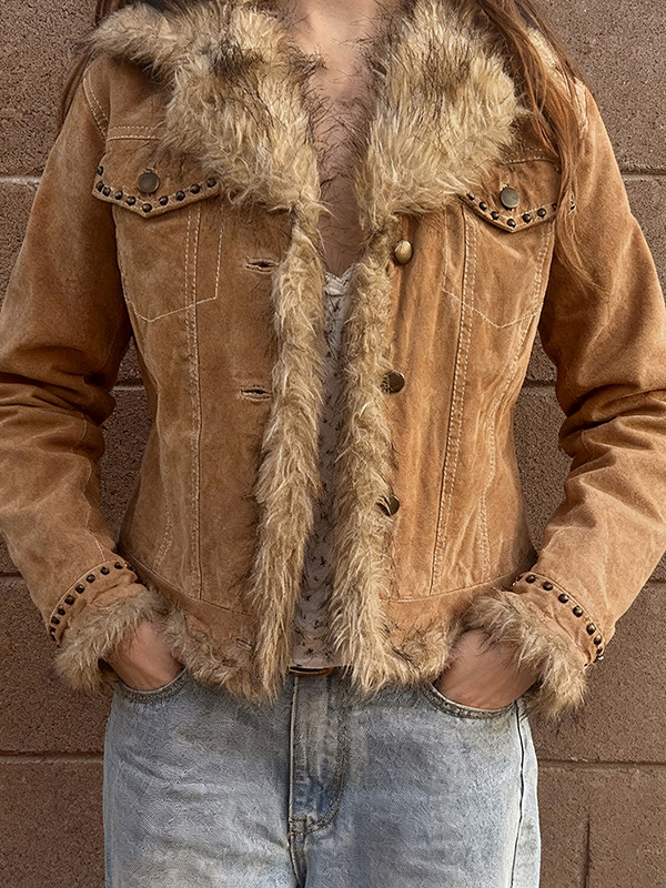 EMMIOL Retro Faux Fur Patchwork Jacket