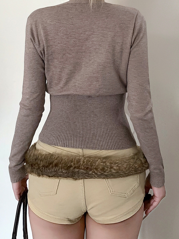 EMMIOL Figurformendes Langarmshirt mit V-Ausschnitt