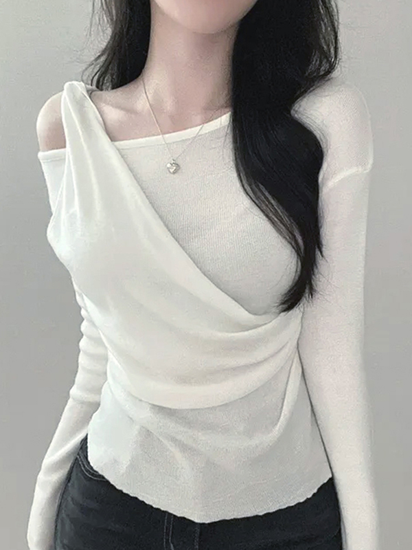 EMMIOL Spicy Girl's Irregular Twist Langarmshirt