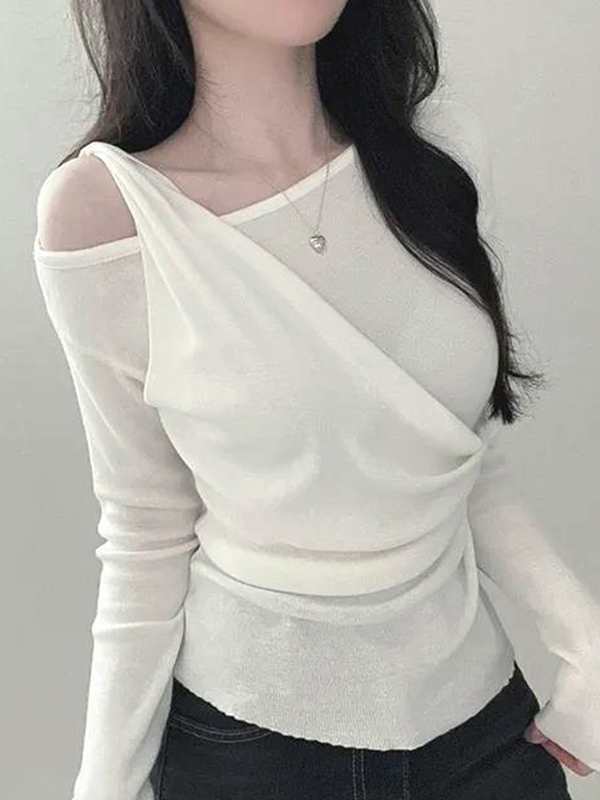 EMMIOL Spicy Girl's Irregular Twist Langarmshirt