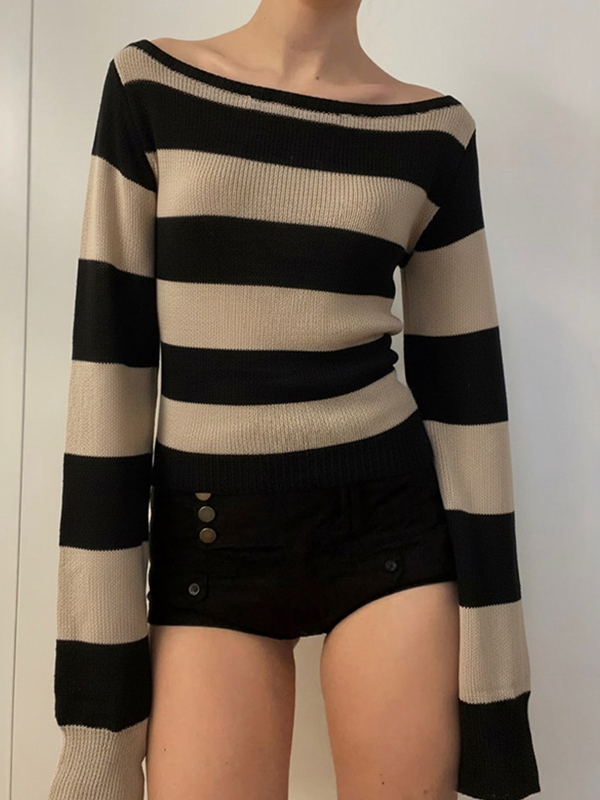 EMMIOL Retro-Chic Langarmshirt mit V-Ausschnitt