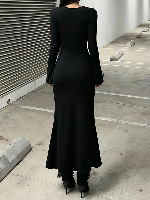 EMMIOL Dark-Themed Vintage Prints Maxi Dress