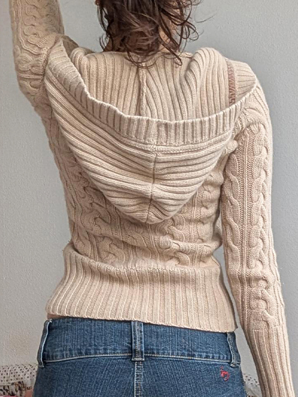 EMMIOL Maglia con cappuccio a maniche lunghe in tinta unita