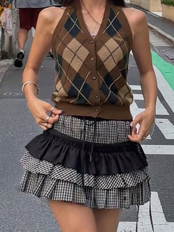 EMMIOL Gilet con motivo a rombi retrò