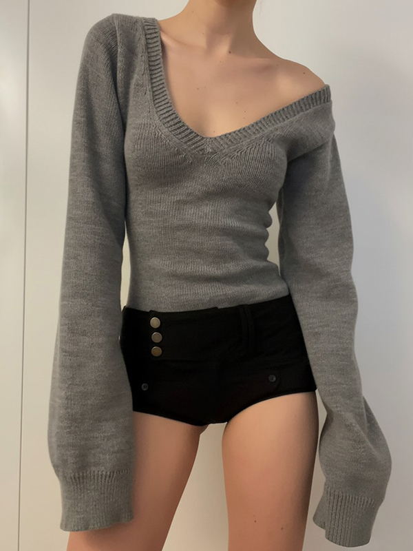 EMMIOL Maglia a maniche lunghe con scollo a V