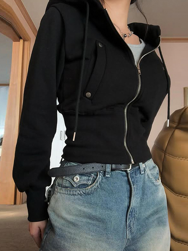 EMMIOL Zip Pocket Patchwork Jacket