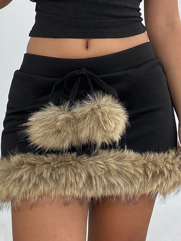 EMMIOL Minirock mit Pelzapplikationen