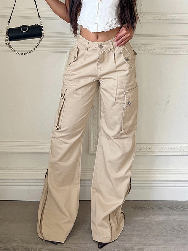 EMMIOL Retro-Cargojeans mit Reißverschluss