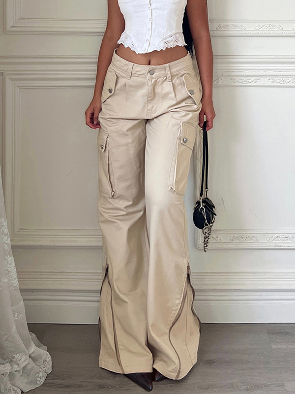 EMMIOL Retro-Cargojeans mit Reißverschluss