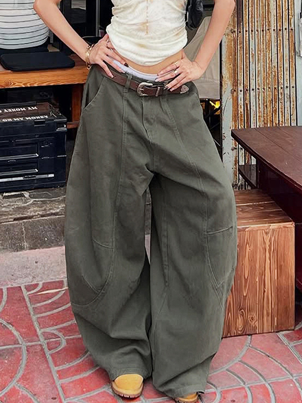 EMMIOL American Street-Style Drape Boyfriend Jeans