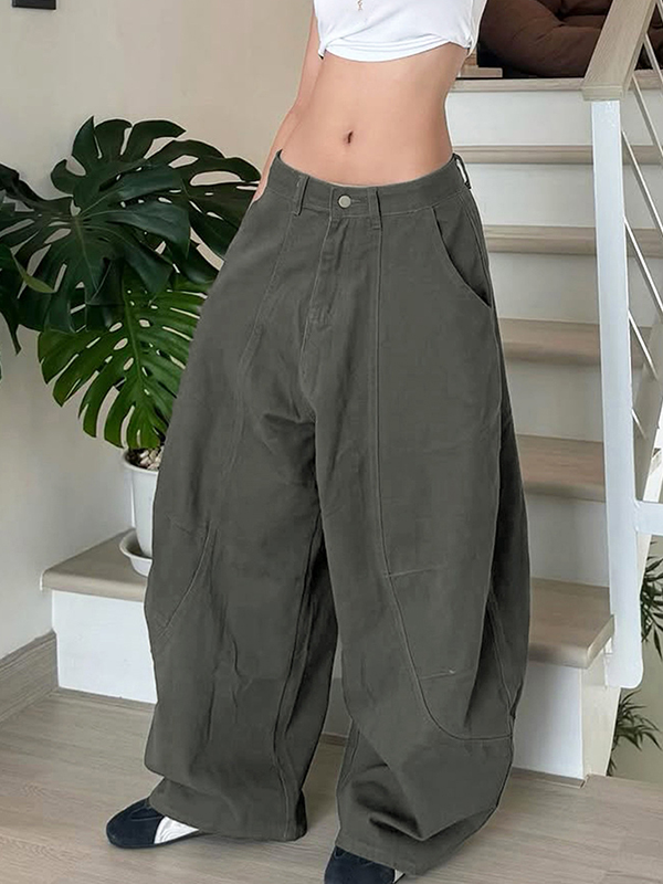 EMMIOL American Street-Style Drape Boyfriend Jeans