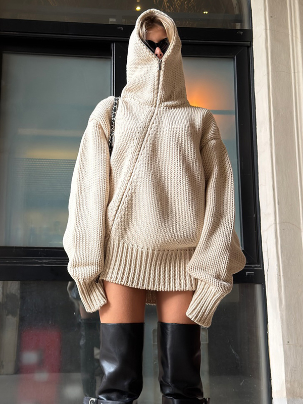 EMMIOL American-Style Relaxed Fit Zip Mini Dress