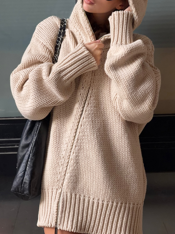 EMMIOL American-Style Relaxed Fit Zip Mini Dress