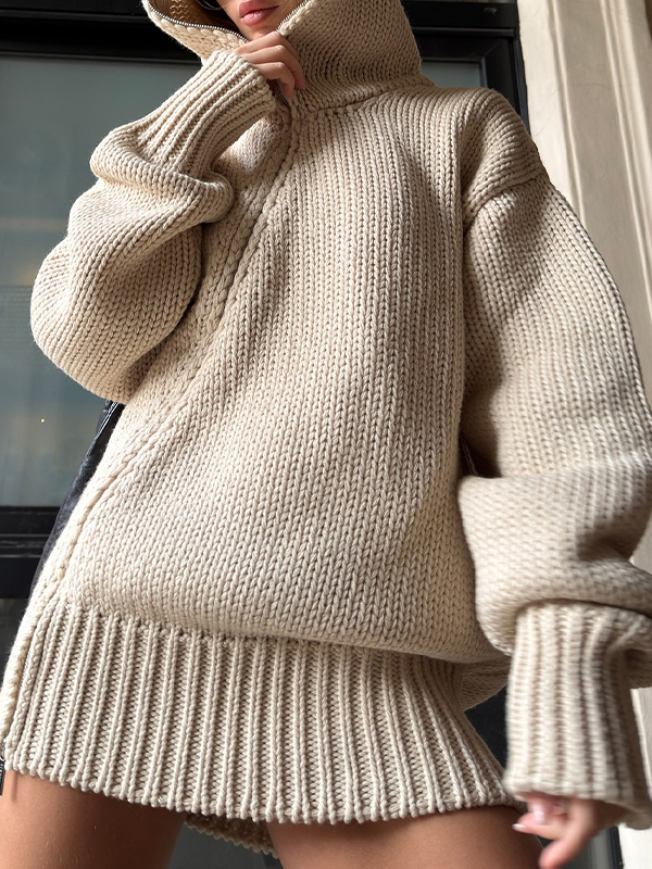 EMMIOL American-Style Relaxed Fit Zip Mini Dress