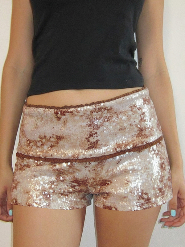 EMMIOL Shorts de lentejuelas con estampado de ciervos personalizados