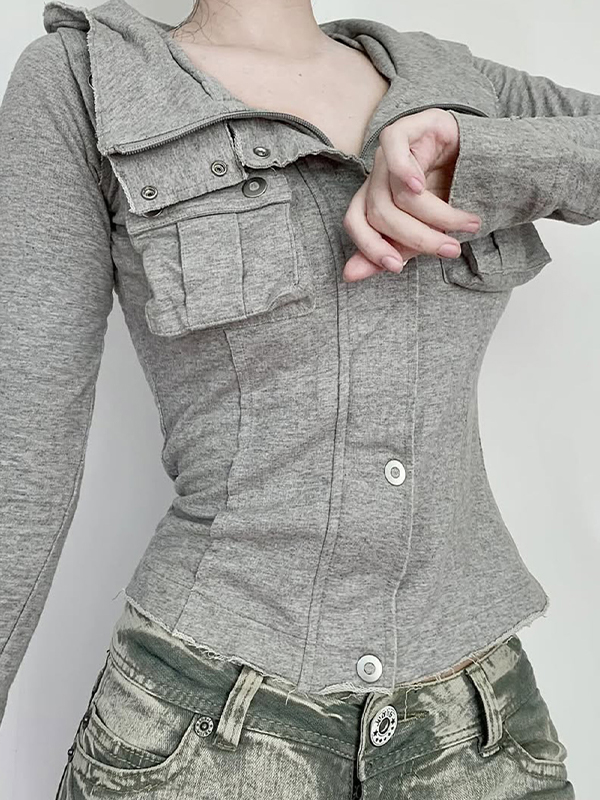 EMMIOL Chaqueta de cuello alto estilo ropa de trabajo