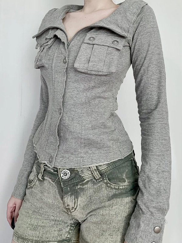 EMMIOL Chaqueta de cuello alto estilo ropa de trabajo